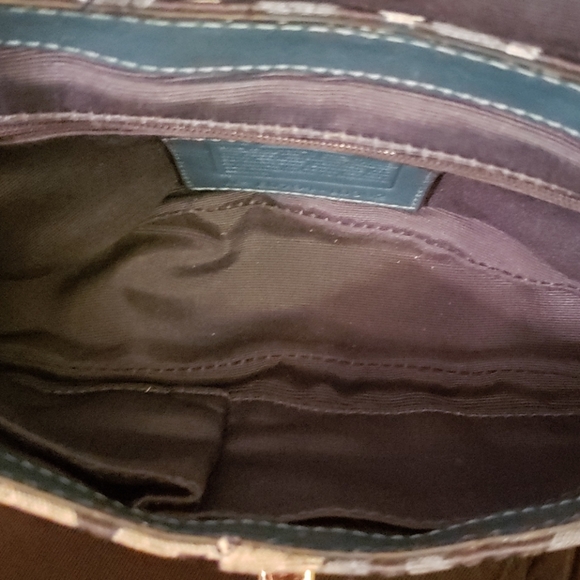 Coach Signature Optic teal &  blue shoulder bag - Picture 3 of 3